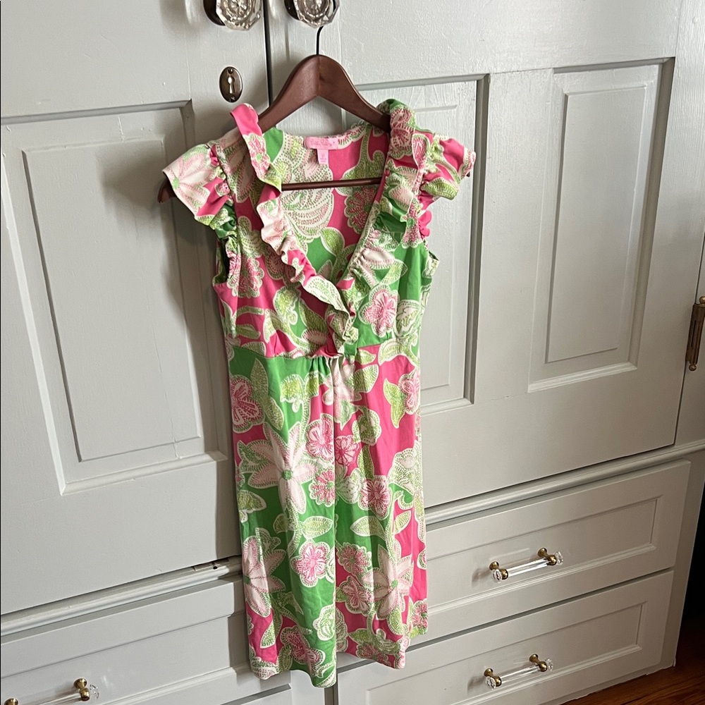 Lilly Pulitzer Pink and Green Floral Kids Dress